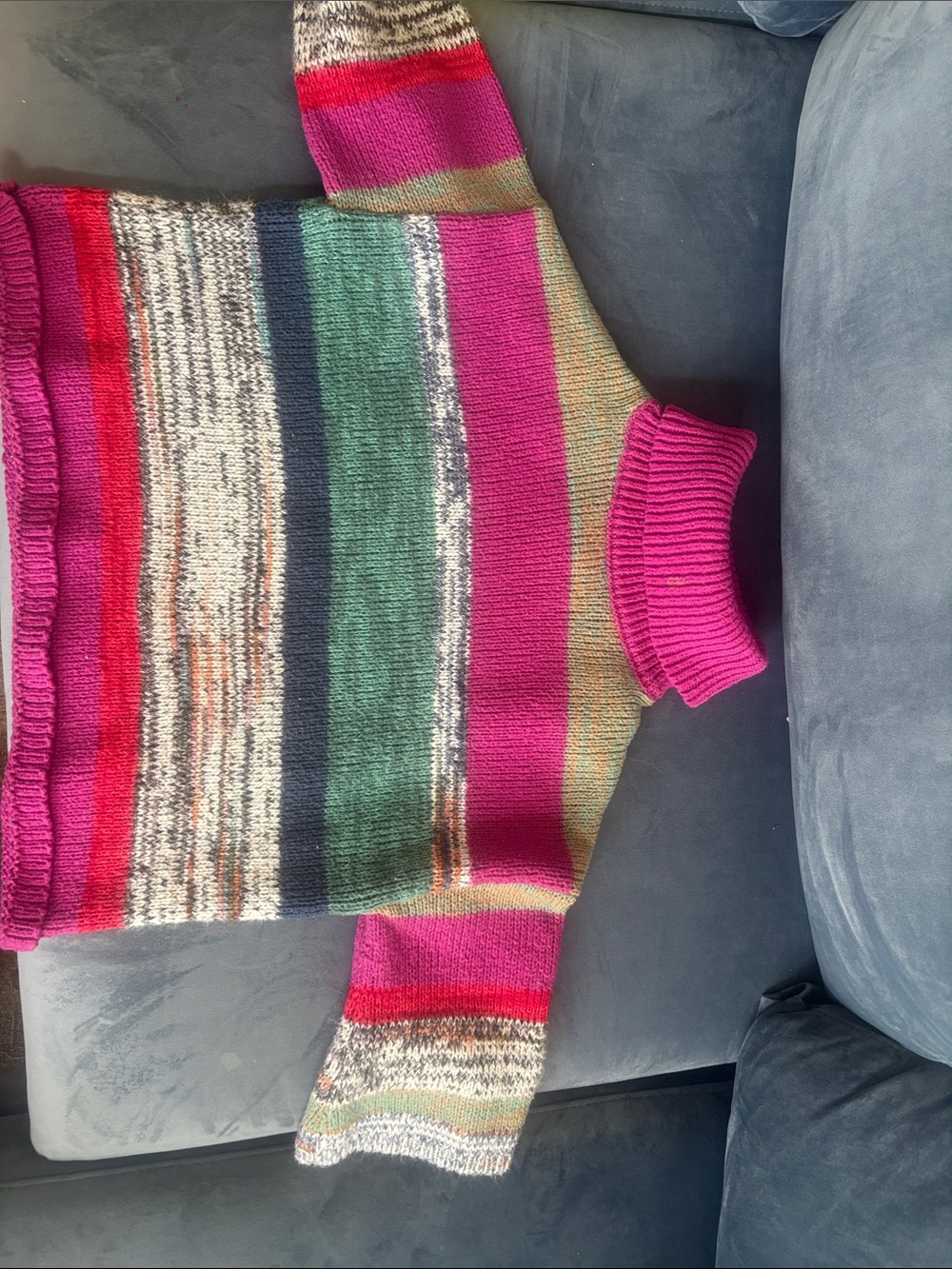 Knox Rose Multicolor Striped Turtleneck Sweater in Pink, Green, Navy and Cream
